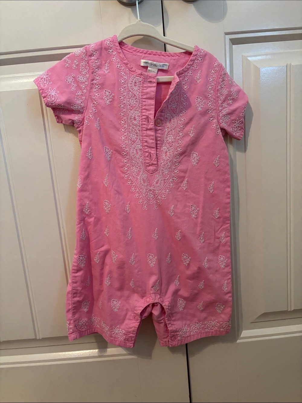 Pottery Barn Kids Pink Embroidered Romper
